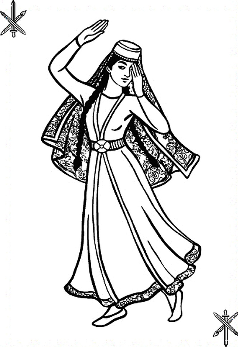 Joker, an Armenian folk dancer drawn in line